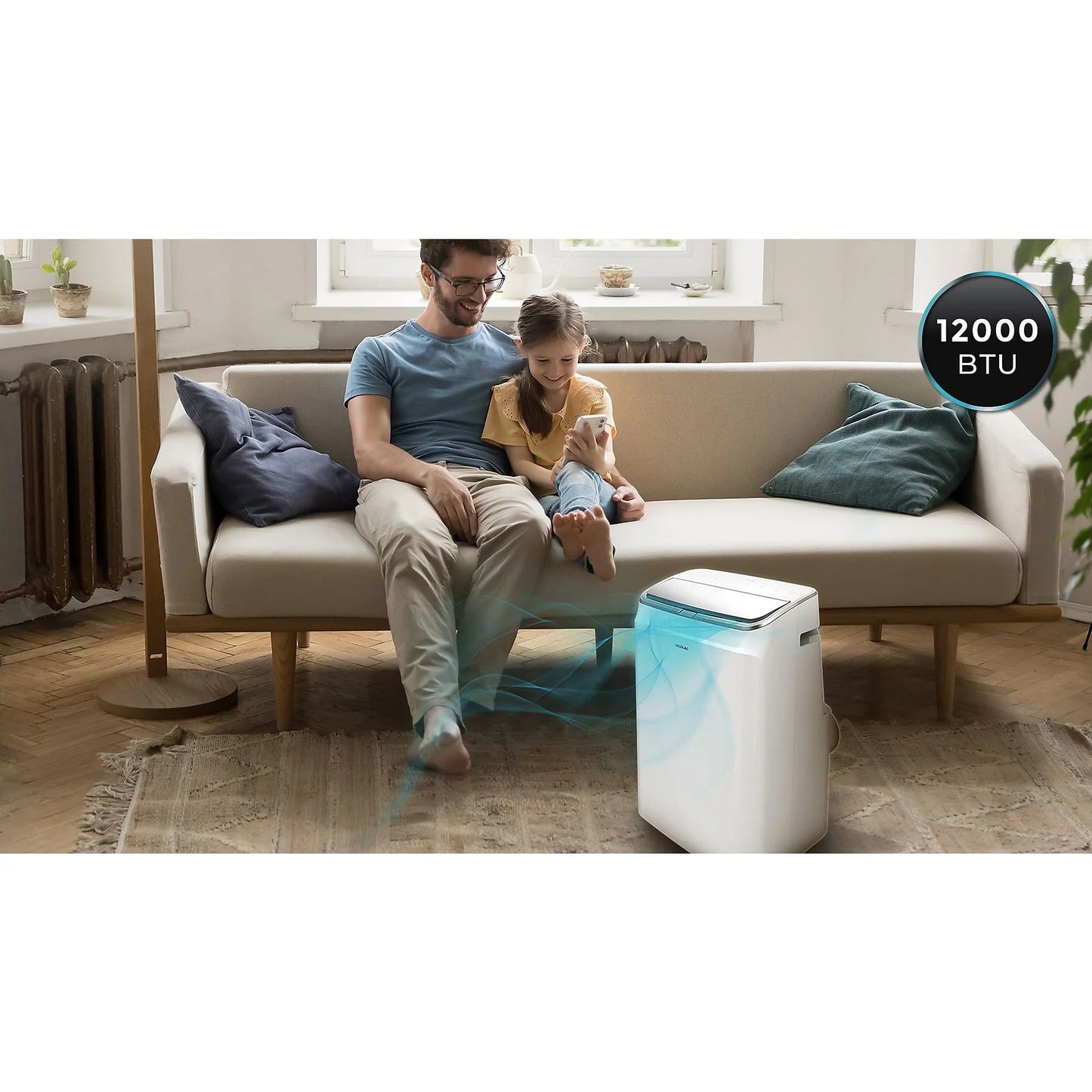 Aire acondicionado portátil – Cecotec ForceClima 12800 Soundless Heating Connected, 3024 fg/h, Bomba de calor, 5 modos, 3 veloc, Mando, Wi-Fi