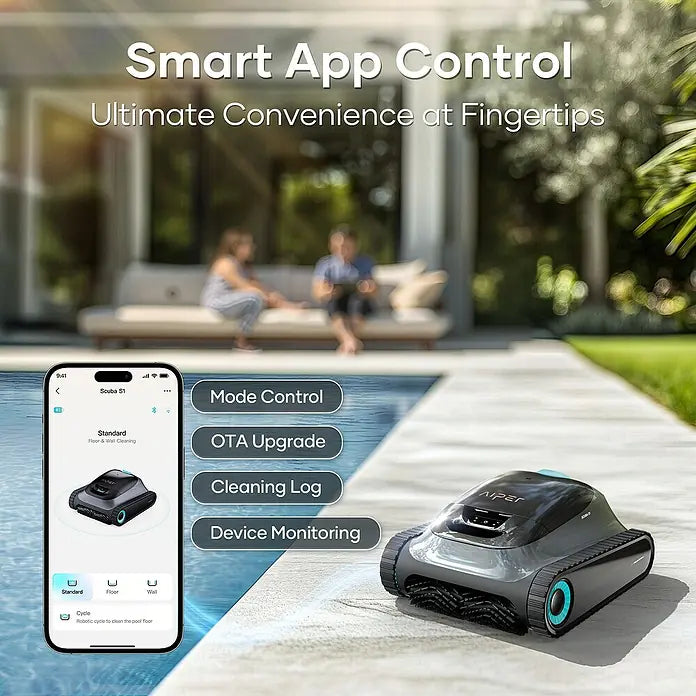Aiper Robot de piscina Scuba S1 Funcionamiento con batería – Específico para: Piscinas de hasta 150 m² – Potencia de filtración: 15.900 l/h