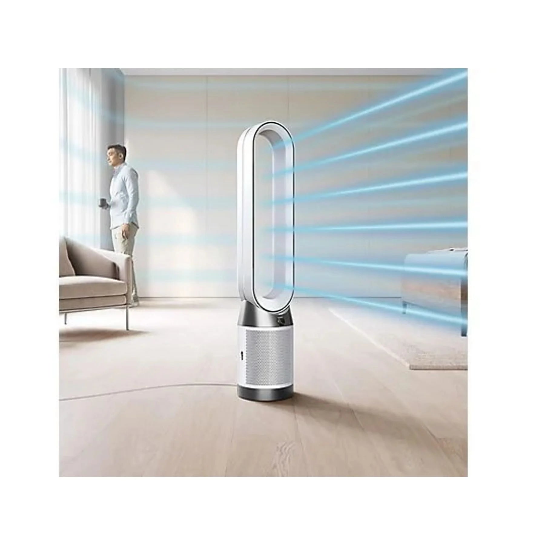 Purificador ventilador – Dyson Cool PC1, Filtro HEPA H13 y Carbón activo, Mando a distancia y Control por APP, Blanco