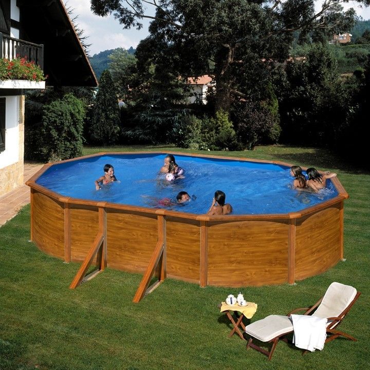 Piscina desmontable Gre Ovalada Pacific Aspecto Madera Modelo de 500 x 300 cm