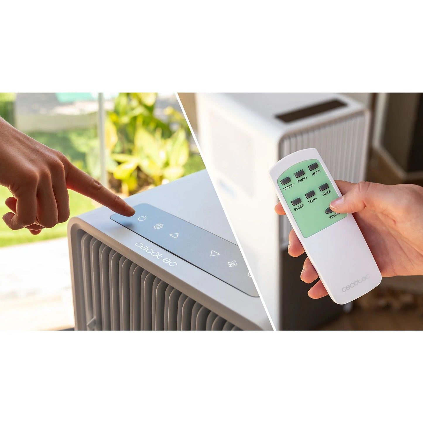 Aire acondicionado portátil – Cecotec ForceClima 9150 Style, 2250 fg/h, 2 velocidades, 25 m², 4 modos, Deshumidificador, Mando a distancia