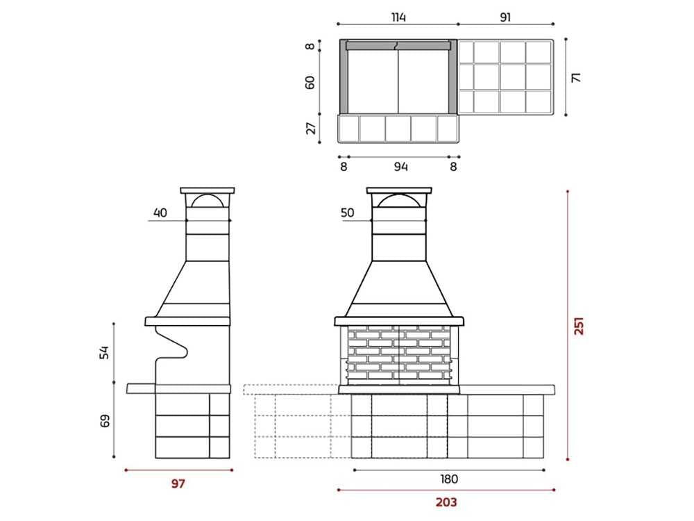 Edilmark Barbecue 200 – Barbacoa de obra para leña y carbón