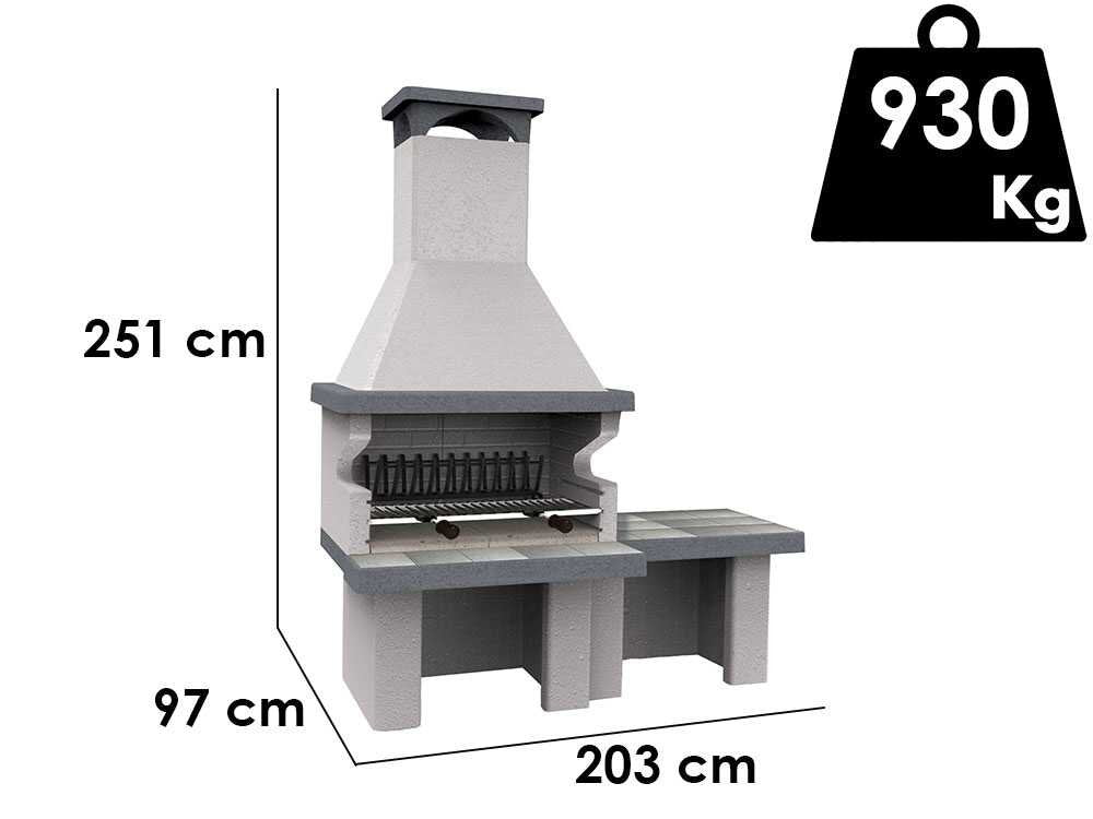 Edilmark Barbecue 200 – Barbacoa de obra para leña y carbón