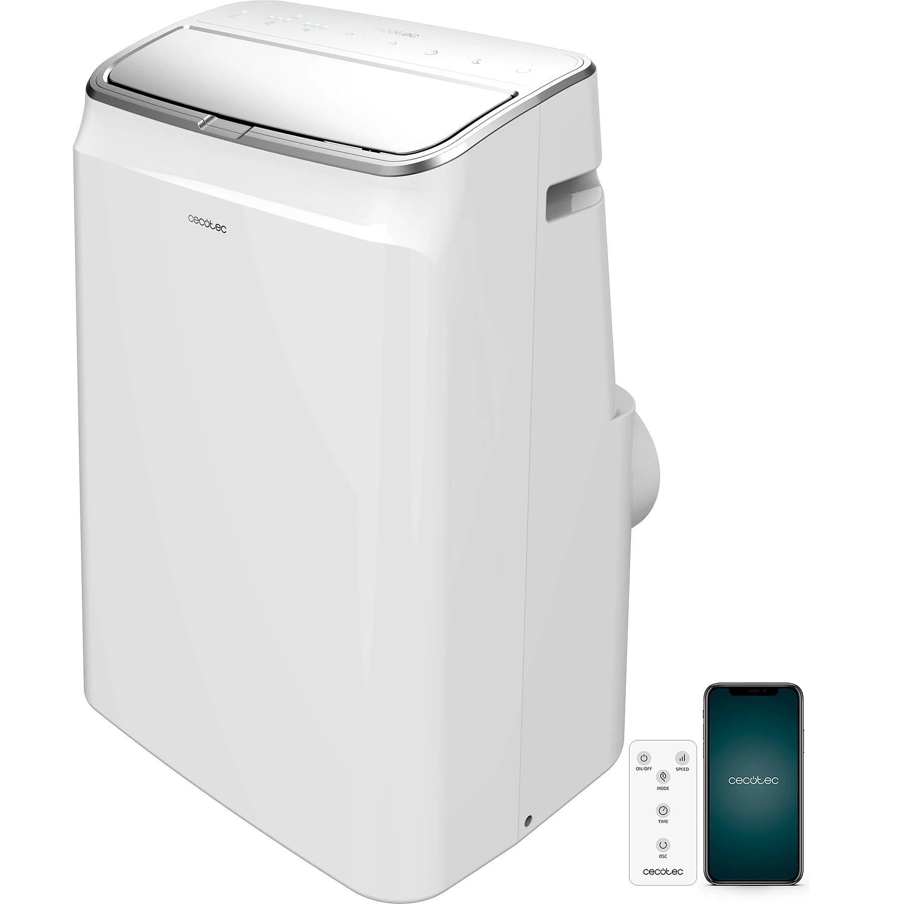 Aire acondicionado portátil – Cecotec ForceClima 12800 Soundless Heating Connected, 3024 fg/h, Bomba de calor, 5 modos, 3 veloc, Mando, Wi-Fi