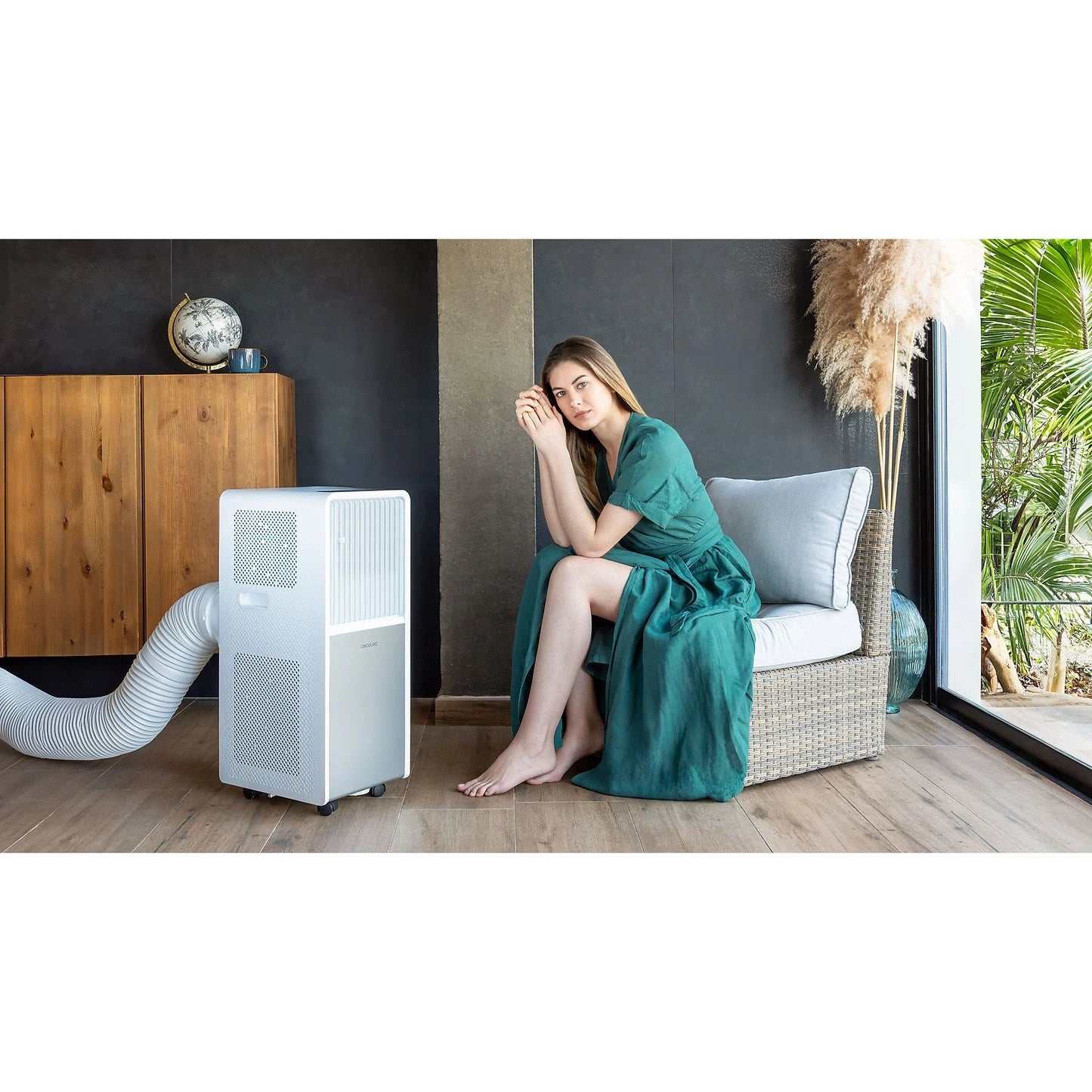 Aire acondicionado portátil – Cecotec ForceClima 9150 Style, 2250 fg/h, 2 velocidades, 25 m², 4 modos, Deshumidificador, Mando a distancia
