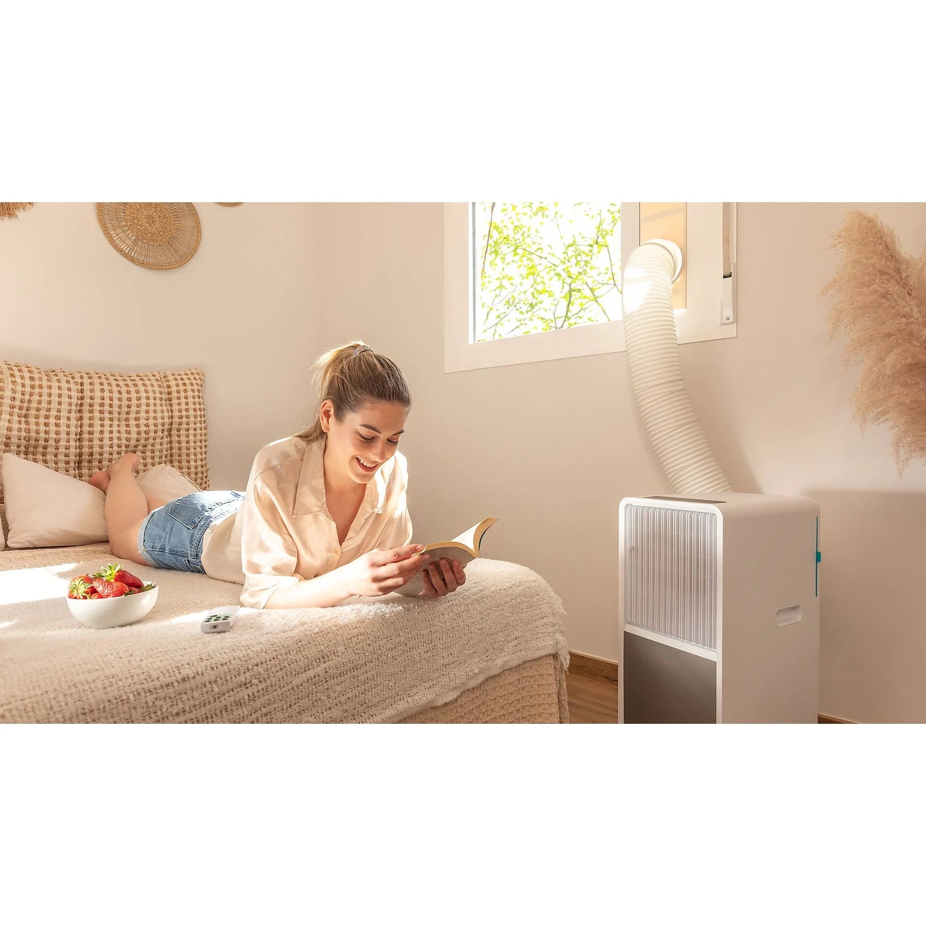 Aire acondicionado portátil – Cecotec ForceClima 9150 Style, 2250 fg/h, 2 velocidades, 25 m², 4 modos, Deshumidificador, Mando a distancia