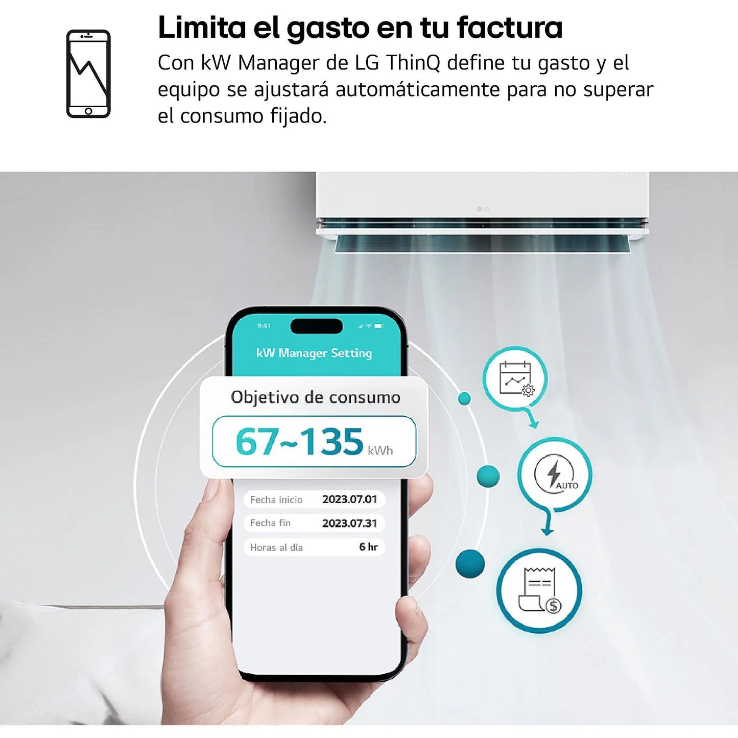 Aire acondicionado Split 1 x 1 – LG MAGNA09SX.SET, 2150 fg/h, Freeze Cleaning, Wi-Fi, Blanco