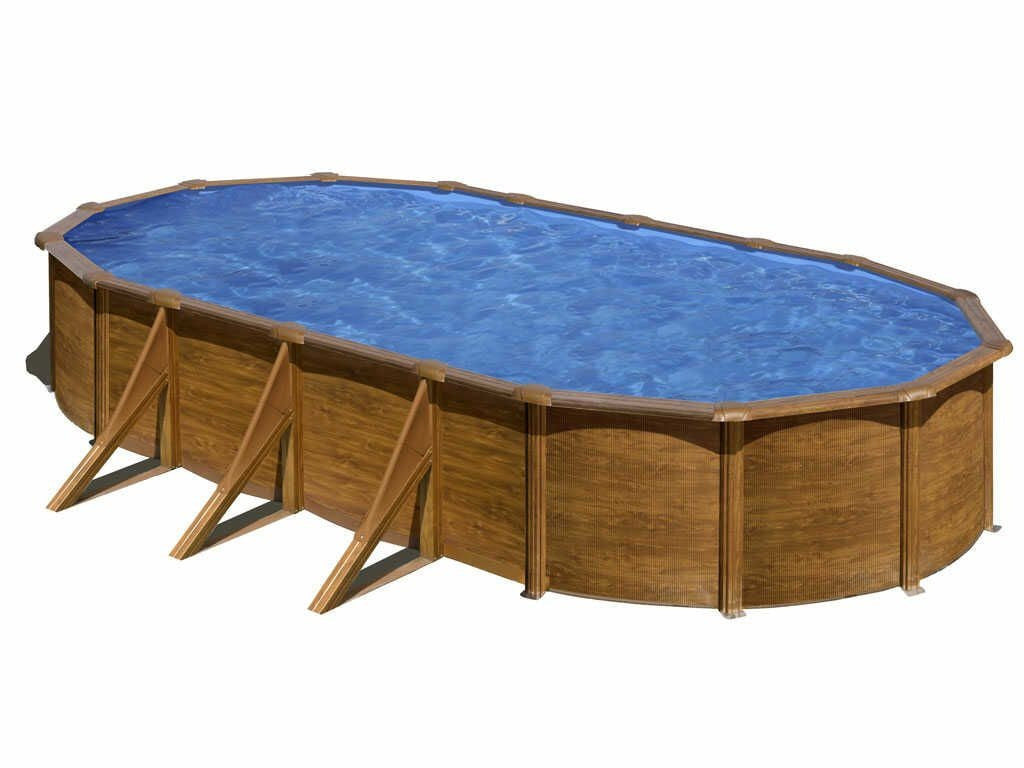 Piscina desmontable Gre Pacific ovalada de acero aspecto madera – 730 x 375 x 120 cm