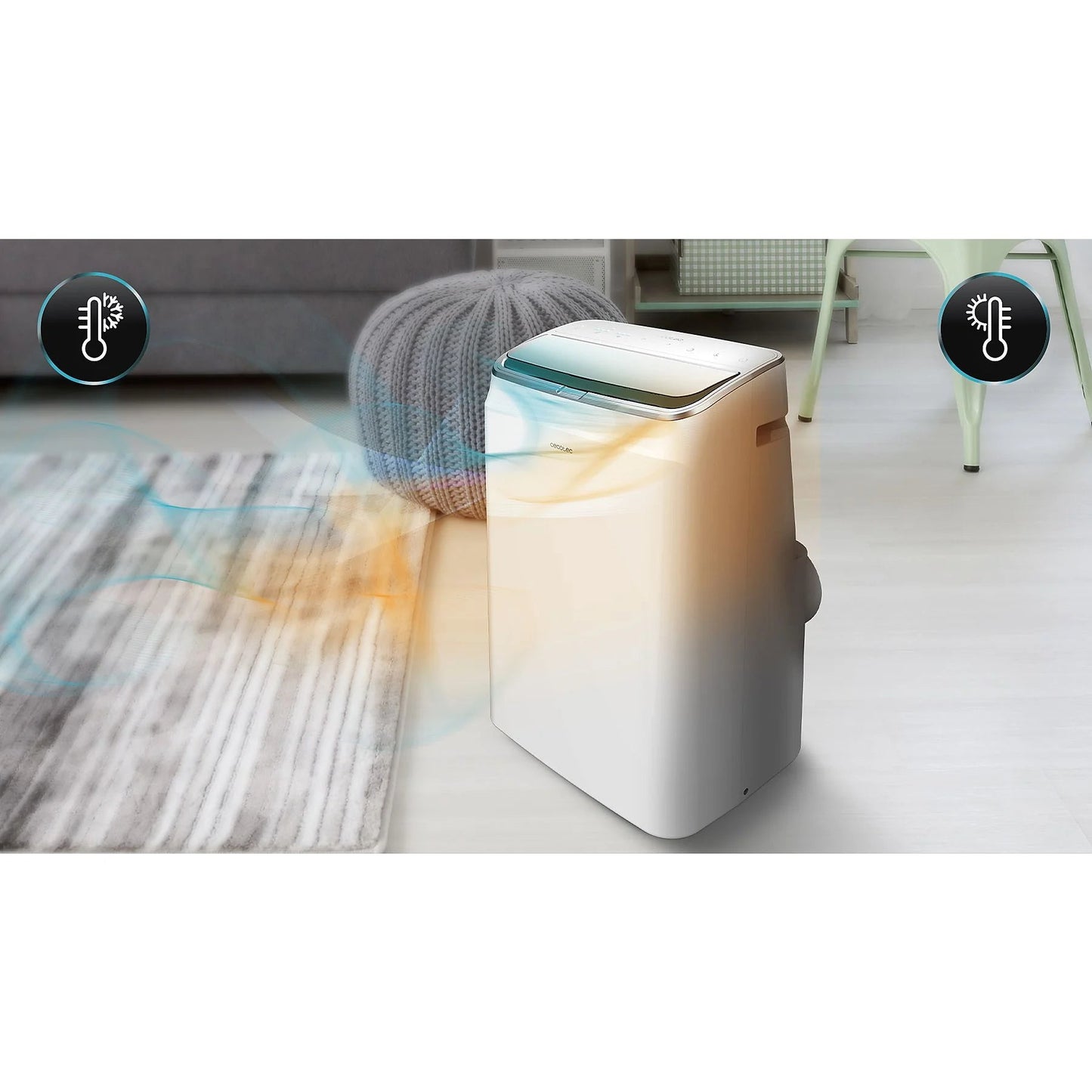 Aire acondicionado portátil – Cecotec ForceClima 12800 Soundless Heating Connected, 3024 fg/h, Bomba de calor, 5 modos, 3 veloc, Mando, Wi-Fi