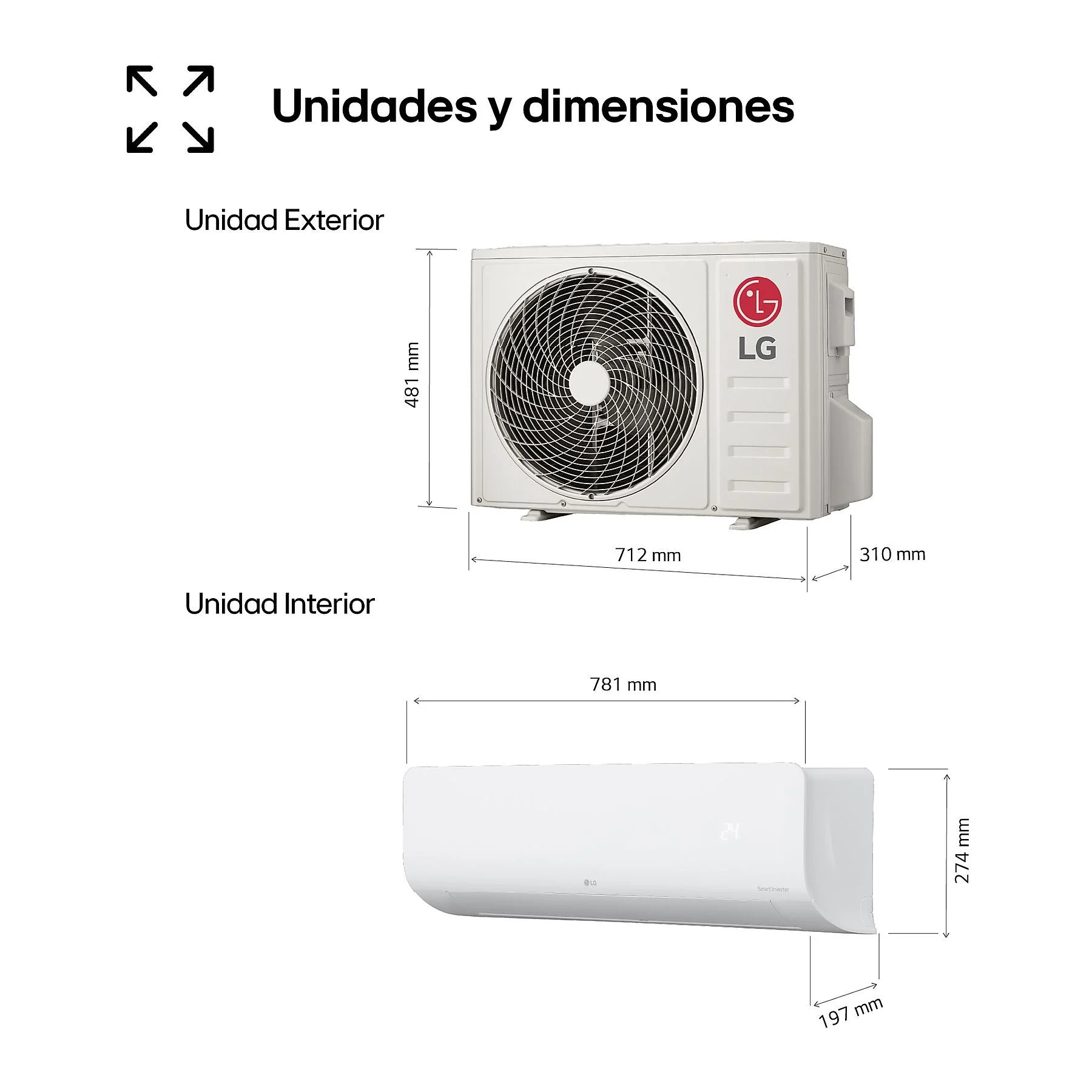 Aire acondicionado Split 1 x 1 – LG WIFIECO12.SET, 2967 fg/h, Wi-Fi, ThinQ, Blanco